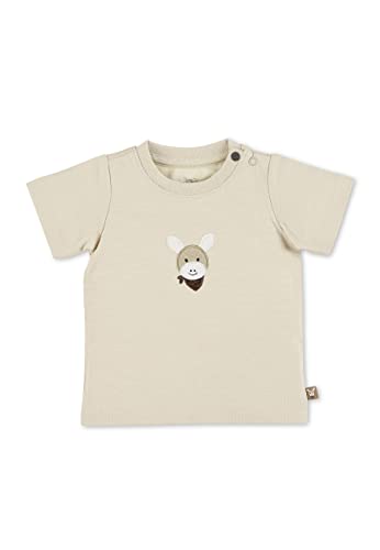 Sterntaler Baby Jungen Baby T Shirt Gots Kurzarm Shirt Esel Emmi - Baby T-Shirt, Baby Shirt, Baby Kurzarmshirt - Aus Baumwolle - Beige, 80