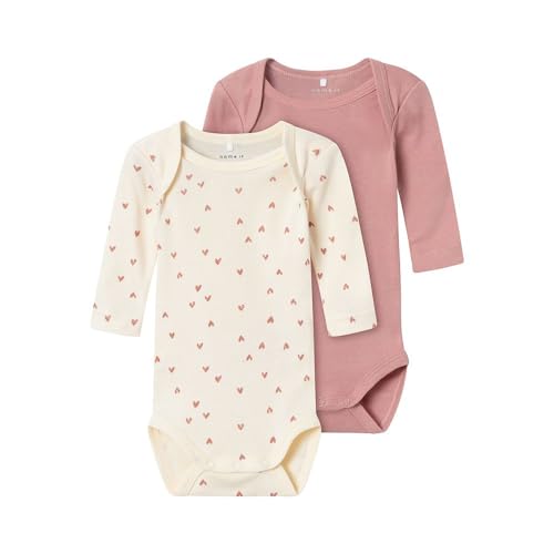 Name It Buttercream Hearts Baby Long Sleeve Body 2 Units 12 Months