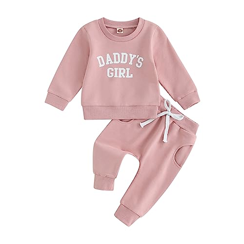 Himllauen Baby Mädchen Kleidung Sweatshirt + Lange Hose Zweiteiler Babykleidung 0-3 Jahre Kleinkind Outfit (A Rosa, 6-12 Months)