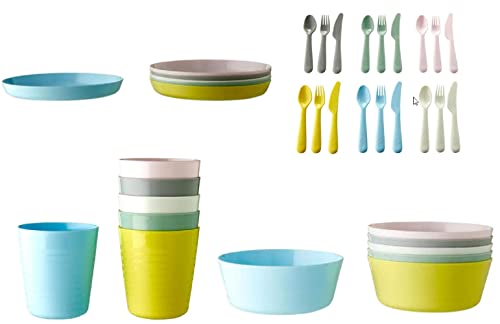 Kalas Ikea Kalas Kinderschüssel, Becher, Teller Und Besteck, 6Er-Set Je Artikel, Mehrfarbig, Pastellfarben