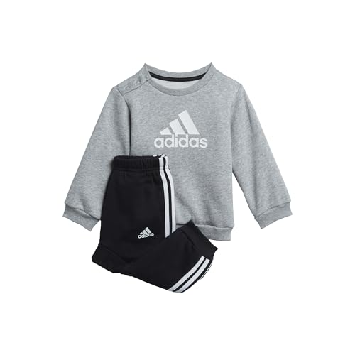 Adidas Unisex Baby I Bos Logo Jog Baby Set, Top:medium Grey Heather/White Bottom:black/White, 92 Eu