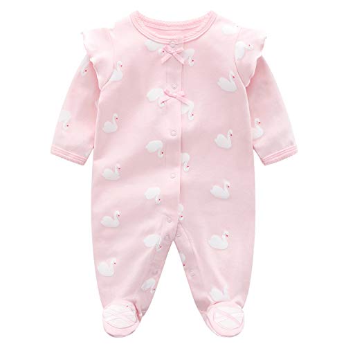 Baby Mädchen Overall Strampler Pyjama Baumwolle Schlafanzug Langarm Body 0-3 Monate