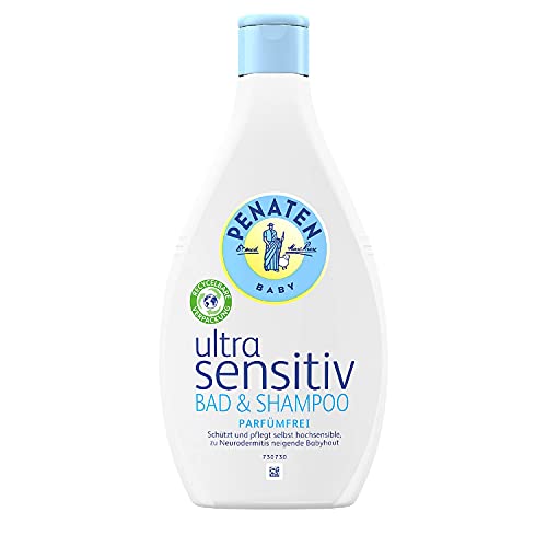 Penaten Ultra Sensitiv Bad &Amp; Shampoo Parfümfrei (1 X 400 Ml), Sehr Mildes Baby Shampoo &Amp; Badezusatz Waschgel, Speziell Für Hochsensible Babyhaut Entwickelt