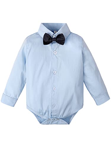 Mintgreen Baby Junge Hemden Hochzeit Bodys Kleinkind Gentleman Krawatte Shirt, Blau, 3-6 Monate, 60