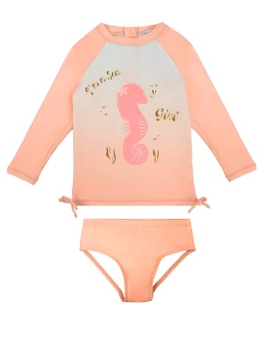Wevswe Baby Schwimmanzug Uv Schutz 2-Piece Upf 50+ Schleifenknoten Baby Bademode Für Mädchen Neugeborene Sonnenanzug Strandkleidung Orange Seepferdchen 18-24 Monate