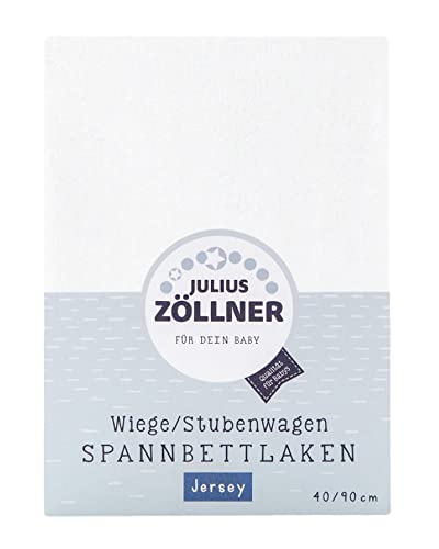 Julius Zöllner Jersey Spannbettlaken Für Wiegen 90X40Cm Und Stubenwagen, 100% Baumwolle, Standard 100 By Oeko-Tex, Weiß, 90X40 Cm (1Er Pack)
