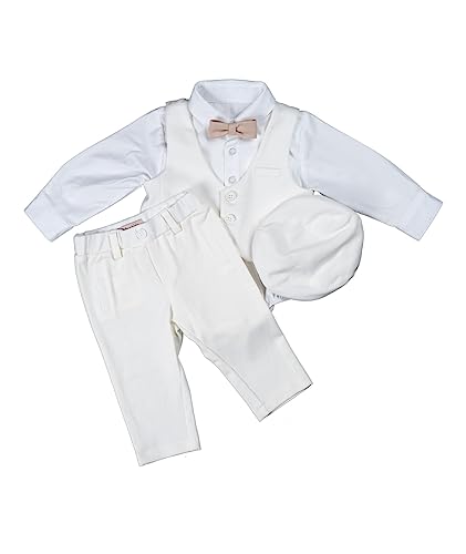 Cocolina4Kids Baby Jungen Anzug Taufanzug Hell Blau Festanzug Taufset Taufoutfit Anzug Langarm Taufe (Ivory, 80)