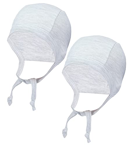 Tuptam Unisex Baby Erstlingsmütze Zum Binden 2Er Pack, Farbe: Grau Meliert, Größe: 50-56