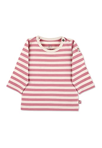 Sterntaler Kleinkind Mädchen Langarmshirt Baby Gots Langarm-Shirt Gestreift - Baby Shirt Langarm - Mit Esel Stickerei Und Knopf - Rosa, 80