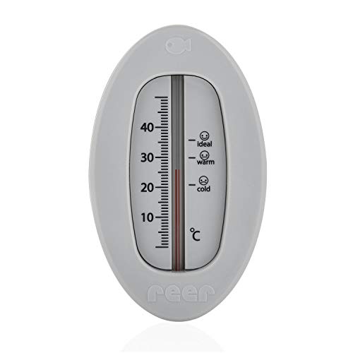 Reer Baby-Thermometer Für Die Badewanne Mit Süßem Unterwasserwelt-Motiv, Kindersicheres Bade-Thermometer - Grau