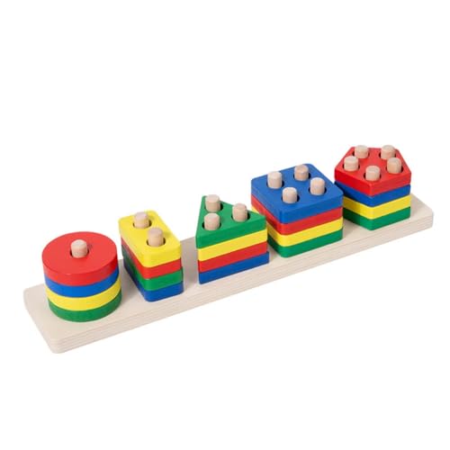 Qhflashbuy Holz Sortier Und Stapelspielzeug,Montessori Spielzeug Ab 1 2 3 Jahre,20Pcs Farben Und Formen Puzzle-Stapler,Montessori Early Educational Block Puzzles Für Kinder