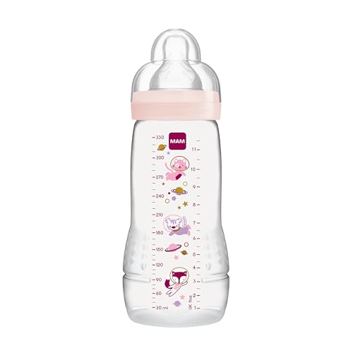 Mam Easy Active Trinkflasche (330 Ml), Baby Trinkflasche Inklusive Mam Sauger Größe 2 Aus Skinsoft Silikon, Milchflasche Mit Ergonomischer Form, 4+ Monate, Weltall