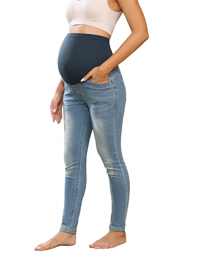 Schwangerschaftsjeans Alltäglich Bequem Hosen Komfortabel Damen Pants Mit Taschen Blau L Mc0241A22-02