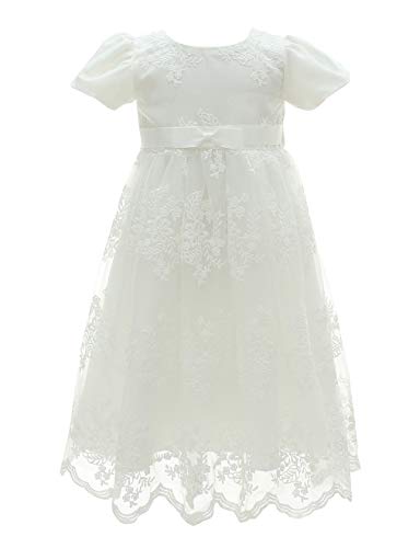 Happy Cherry Baby Hochzeitkleid Festzug Prinzessin Partykleid Blumenmädchenkleid Geburtstagfeier Tüll Kleid Weiß 6-12 Monate
