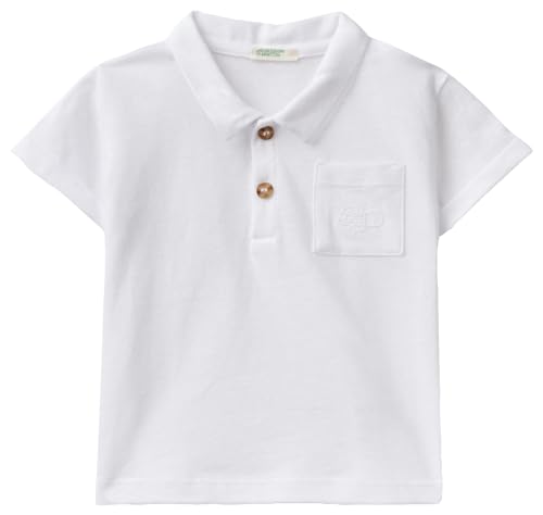 United Colors Of Benetton Baby-Jungen Poloshirt M/M 3F4Ja104D Polohemd, Optisches Weiß 101, 74
