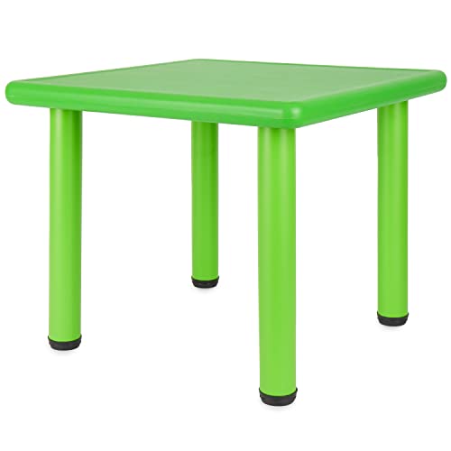 Bieco Kindertisch, Design: Grün | Tisch Für Kinder 1- 8 Jahre | Kinder Tisch Ca. 62X 62X 52 Cm, Höhenverstellbar | Maltisch Für Kinder, Gartentisch, Kinderzimmertisch | Tisch Kinder-Schreibtisch