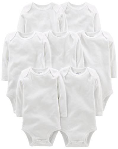 Simple Joys By Carter'S Unisex Baby Side-Snap Long-Sleeve Shirt Body, Weiß, 3-6 Monate (7Er Pack)