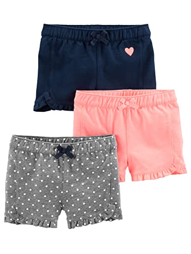 Simple Joys By Carter'S Baby-Mädchen 3-Pack Knit Shorts, Rosa/Grau/Marineblau, 6-9 Monate (3Er Pack)
