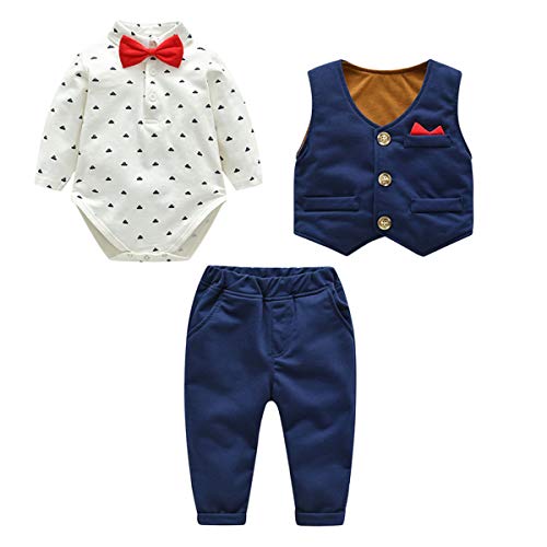 Famuka Baby Anzüge Baby Junge Sakkos Taufe Hochzeit Babybekleidung Set (Blau, 66, 9_Months)