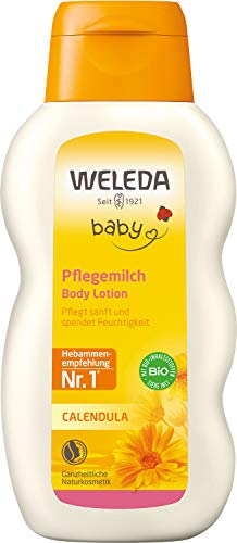 Weleda Bio Baby Calendula Pflegemilch - Naturkosmetik Bodylotion Mit Mandelöl &Amp; Bienenwachs Zur Pflege &Amp; Reinigung Von Trockener Baby Haut. Milde Hautpflege Lotion Für Babys Und Kinder (1X 200Ml)