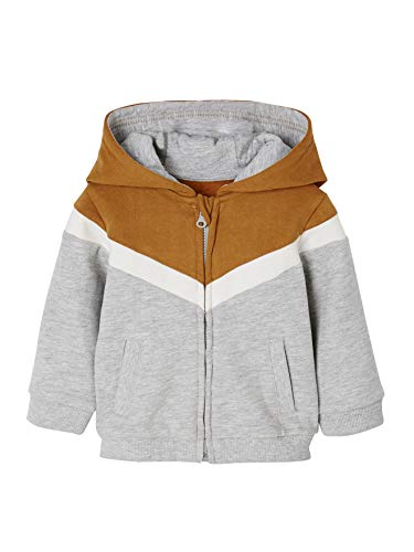 Vertbaudet Baby Jungen Kapuzen-Sweatjacke Karamell/Grau 80