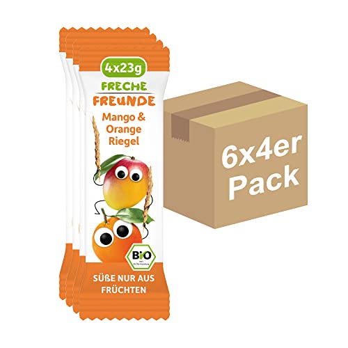 Freche Freunde Bio Mango &Amp; Orange Riegel, Für Babys Und Kinder Ab 1 Jahr, Ohne Zuckerzusatz, Vegan, 6Er Pack, 6X(4X23G)