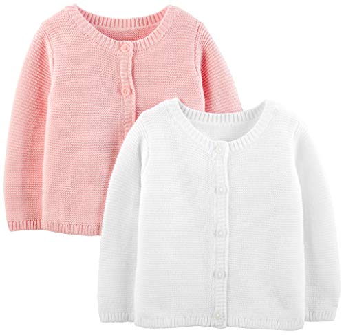 Simple Joys By Carter'S Baby-Mädchen 2-Pack Knit Cardigan Infant-And-Toddler-Sweaters, Weiß/Rosa, 24 Monate (2Er Pack)