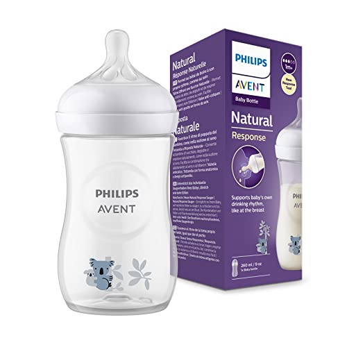 Philips Avent Babyflasche Natural Response – Babyflasche, 260 Ml, Bpa-Frei, Für Babys Ab 1 Monat, Koalamotiv (Modell Scy903/67)