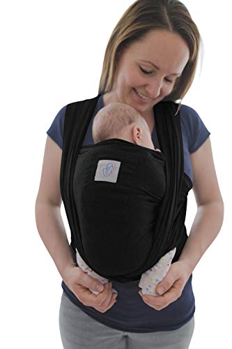 Babytragetuch Mit Vordertasche Inkl. Baby Wrap Carrier Tasche Und Anleitung - Langes Elastisches Tragetuch Für Früh- Und Neugeborene Kleinkinder (Schwarz)