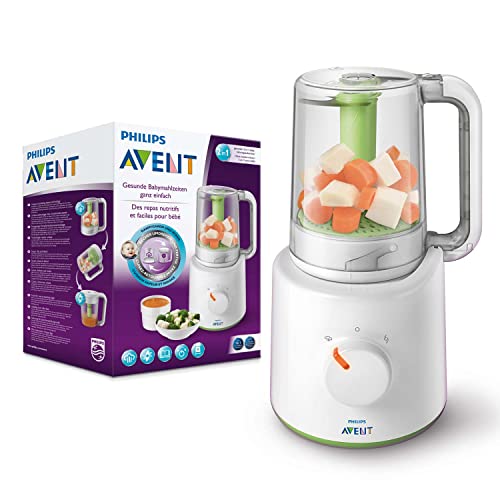 Philips Avent 2-In-1 Babynahrungszubereiter, Dampfgarer, Dampfgaren Und Mixen, 800 Ml Kapazität, Inklusive Rezeptbuch, Weiß (Modell Scf870/20)