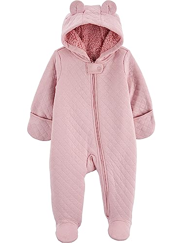Simple Joys By Carter'S Baby-Mädchen Footed Jumpsuit Pram Fleece-Overall Mit Fuß, Rosa, 0-3 Monate