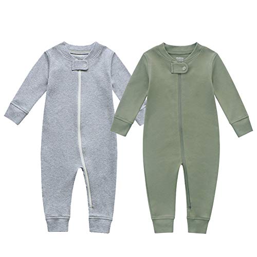 Owlivia Baby Schlafstrampler Aus Bio Baumwolle, Für Mädchen Und Jungen, Langarm (Grün &Amp; Grau, 18-24 Monate)