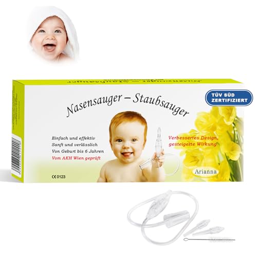 Arianna Baby Nasensauger – Das Original Tüv Süd Zertifizierter Nasensekretsauger Für Kleinkinder, Inkl. Zubehör, Sanft &Amp; Effektiv, Klinisch Getestet, Passend Für Alle Bodenstaubsauger