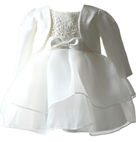 Loliwe Taufkleid Taufbolero Baby Mädchen Kleid Blumenmädchenkleid (De 68)
