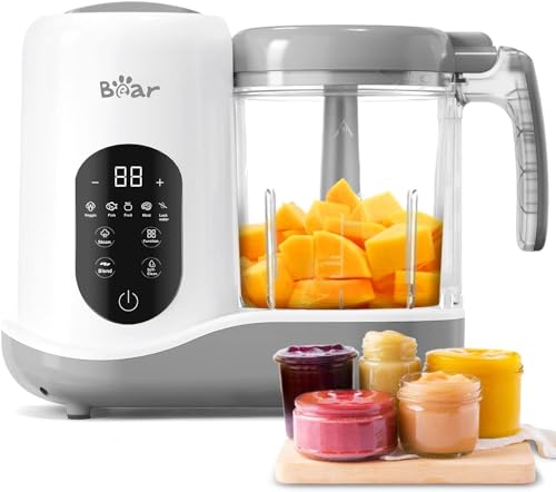 Bear Babynahrungszubereiter,Eine Stufe Baby Food Maker Dampfgarer Mixen,Automatisches Kochen &Amp; Zerkleinern,Babybrei Zubereiter Mit Selbstreinigungsfunktion,Weiß