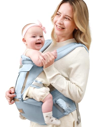 Grownsy Babytrage, Advanced 6-In-1 Babytrage Für Neugeborene Ab Geburt, Verstellbarer Sitz, Ergonomische Babytrage, Leicht＆Atmungsaktiv - 0-36 Monaten Geeignetblau)
