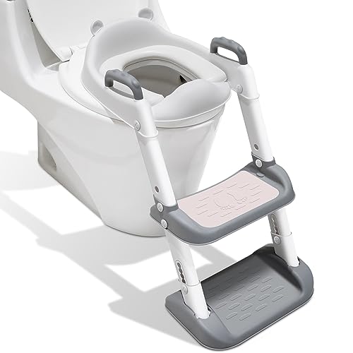 Adoraland Toilettensitz Kinder Toilettenaufsatz Kinder, Toilettensitz Kinder Mit Treppe Kinder Toilettensitz Mit Spritzschutz Wc Sitz Kinder Für Jung Und Mädchen Griffe | Weiß