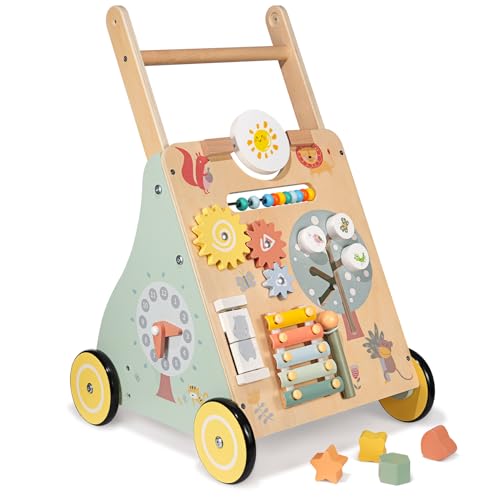Baby Lauflernwagen Holz, Baby Lauflernhilfe Zum Holz, Montessori Spielzeug Multifunktion, Holzspielzeug Baby, Baby Walker Spielzeug Für Kinder, Geschenk Für Jungen Und Mädchen