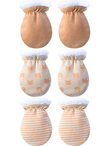 3 Paare Baby Fäustling Handschuhe Warme Baumwoll Handschuhe Baby Jungen Mädchen Winter Handschuhe Säugling Neugeborenen Wolle Gefüttert Handschuhe Für 0-12 Monate (Farbe A)