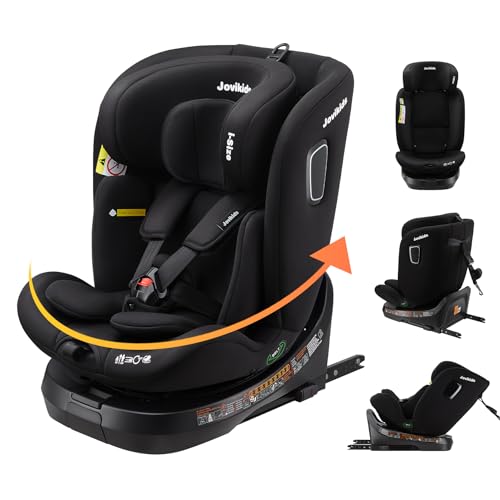 Jovikids 360° Drehbar Kindersitz Mit Isofix Und Ruheposition, I-Size (Ece R129) 40-150Cm (Ab Geburt -12 Jahre) Reboarder Baby Autositz