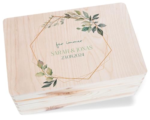 Holzkiste - Für Immer | Hochzeit Box Für Geldgeschenke | Box Für Karten Hochzeit | Erinnerungsbox Für Kuverts Hochzeit - 30 X 20 X 14 - Holz - Kuvert Hochzeitskartenbox Brautpaar Geschenkbox