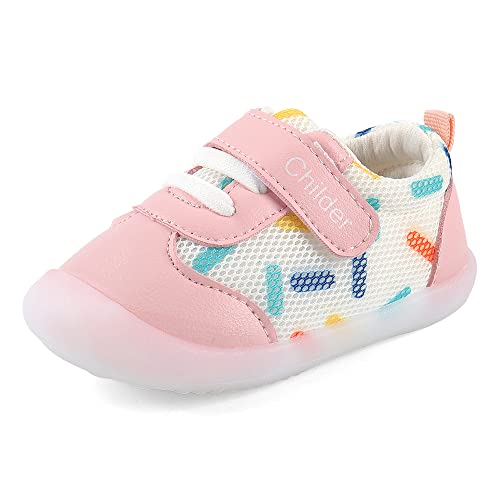 Masocio Lauflernschuhe Babyschuhe Mädchen Baby Schuhe Krabbelschuhe Sneaker 12-18 Monate Rosa Größe 19 (Herstellergröße 15)