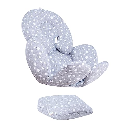 Jyoko Kids Sitzverkleinerer Antiallergikum Universal Baby 100% Baumwolle (White Star, Enthält Kopf-, Eine Körper- Und Eine Rückenstütze)