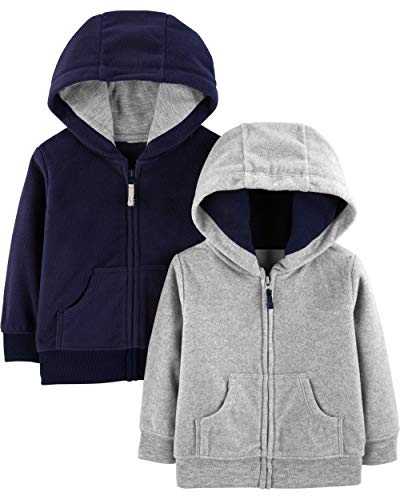 Simple Joys By Carter'S Baby-Jungen 2-Pack Fleece Full Zip Fashion-Hoodies, Grau/Marineblau, 6-9 Monate (2Er Pack)