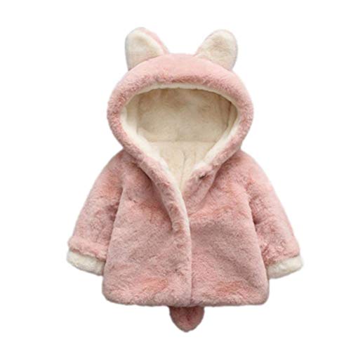 Edoton Baby Kleinkind Mädchen Faux Pelz Mantel Winterjacke Kinderjacken Warm Winter Jacken Dicke Kleidung Oberbekleidung (0-6 Monate, Rosa)