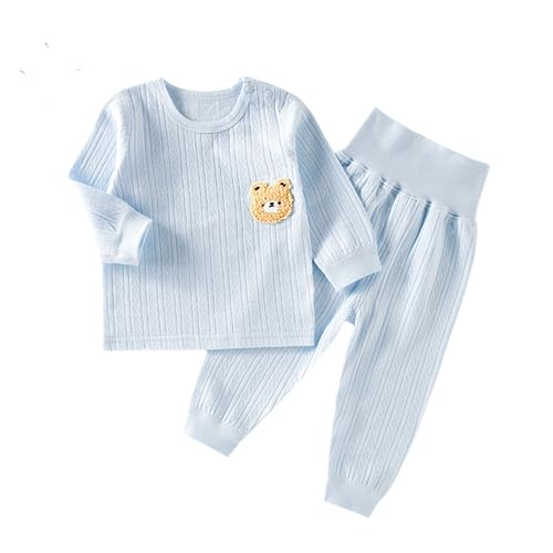 Tonone Baby Kinder Schlafanzüge Jungen Mädchen Pyjamas Set Langarm Nachtwäsche （Blau,90 Yards）