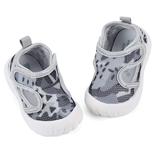 Lacofia Baby Lauflernschuhe Jungen Erste Babyschuhe Kleinkind Mesh Sneaker Rutschfeste Atmungsaktive Turnschuhe Grau 21(Etikett 19)