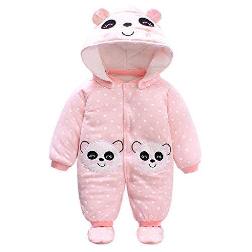 Baby Mädchen Overall Mit Kapuze Footies Strampler Schneeanzüge Karikatur Jumpsuit Winter Kleidungsset, Panda 3-6 Monate