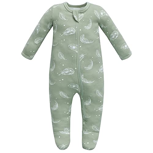 Owlivia Baby Schlafstrampler Aus Bio Baumwolle, Für Mädchen Und Jungen, Langarm, Mit Fußen (Feder, 12-18 Monate)