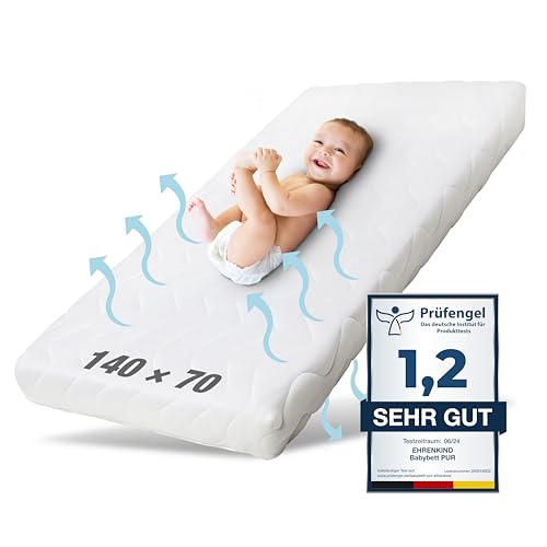 Ehrenkind® Babymatratze Pur | Baby Matratze 70X140 Standard 100 By Oeko-Tex | Kindermatratze 70X140 Aus Hochwertigem Schaum Und Hygienebezug